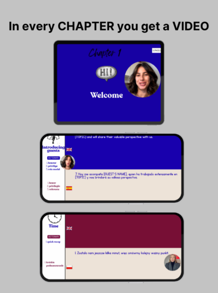 Podcast phrasebook + Videosfor language learners (English – Spanish)